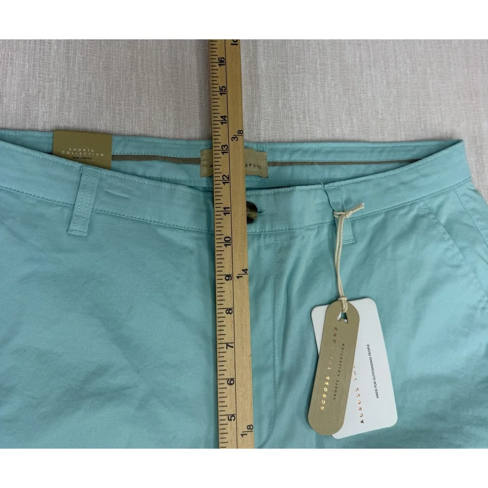 Across The Pond Men's Slim Stretch Chino Shorts Sz‎ 34 Seafoam Green NWT